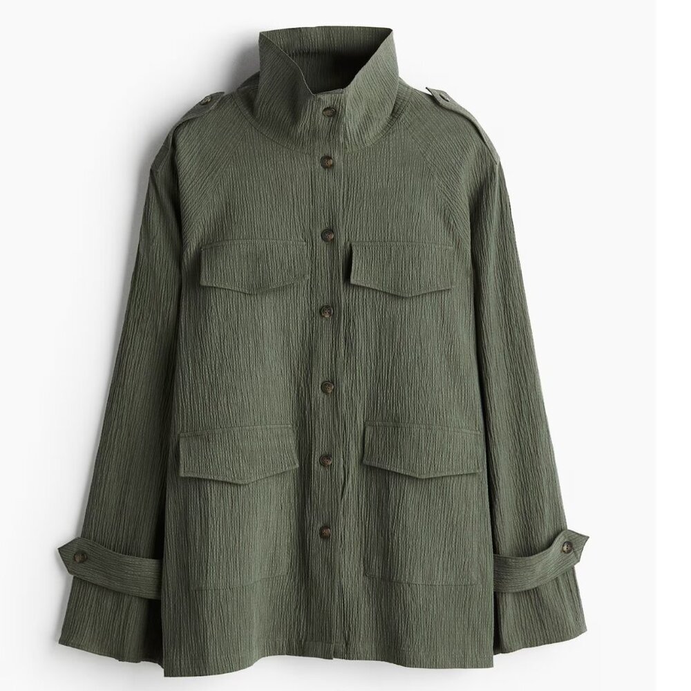 H&M TEXTURED WEAVE UTILITY SHIRT AND CARGO PANTS  SIZE XS shirt and US 2 pants